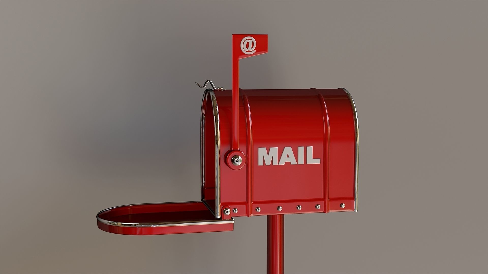 Metal stationary mail box 3D model_2
