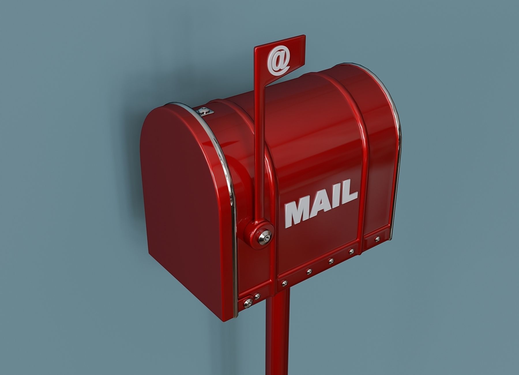 Metal stationary mail box 3D model_3