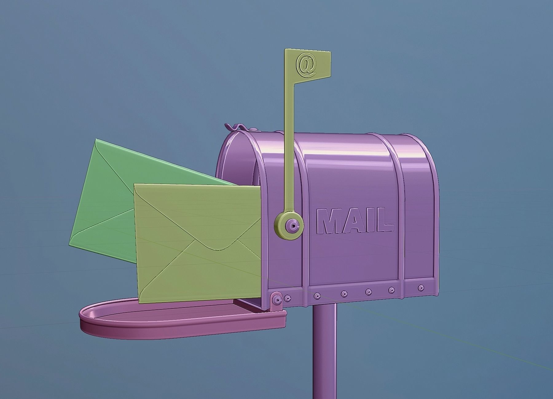 Metal stationary mail box 3D model_6