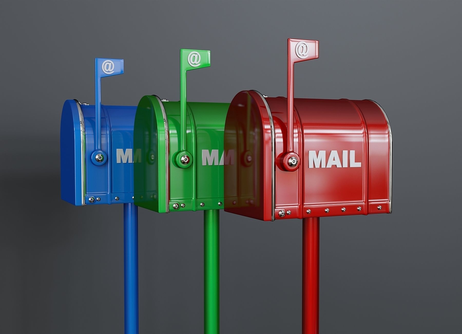 Metal stationary mail box 3D model_1