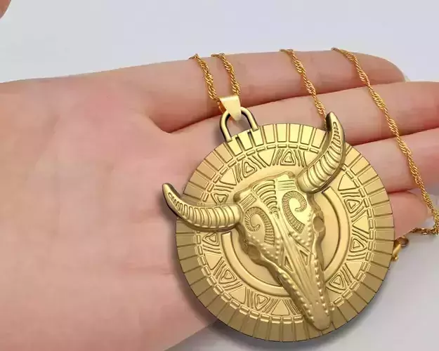 Buffalo skull  Pendant for Men STL Necklace jewelry