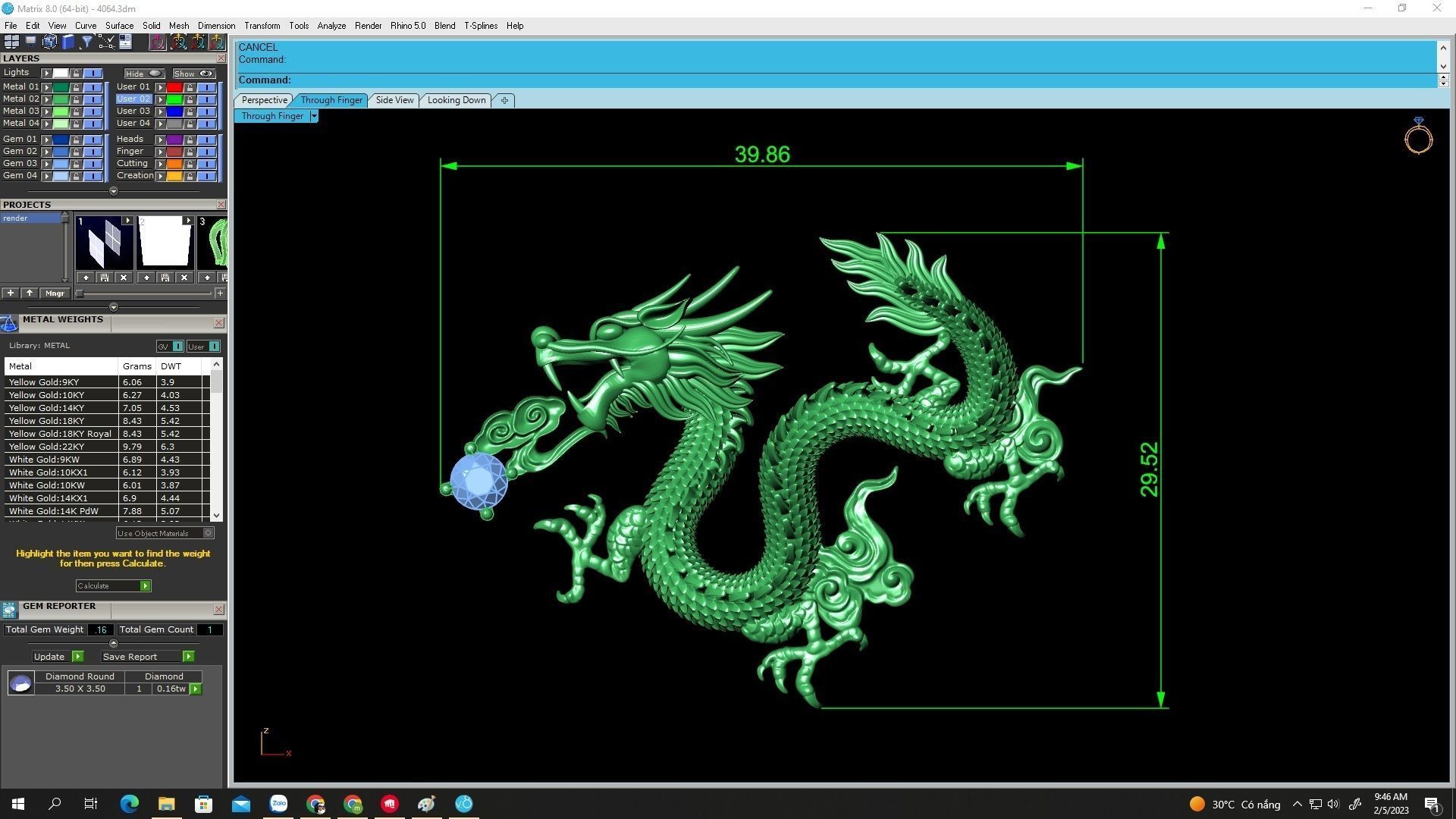 A4604 Diamond Chinese Dragon Jewelry 3D Print 3D print model_5