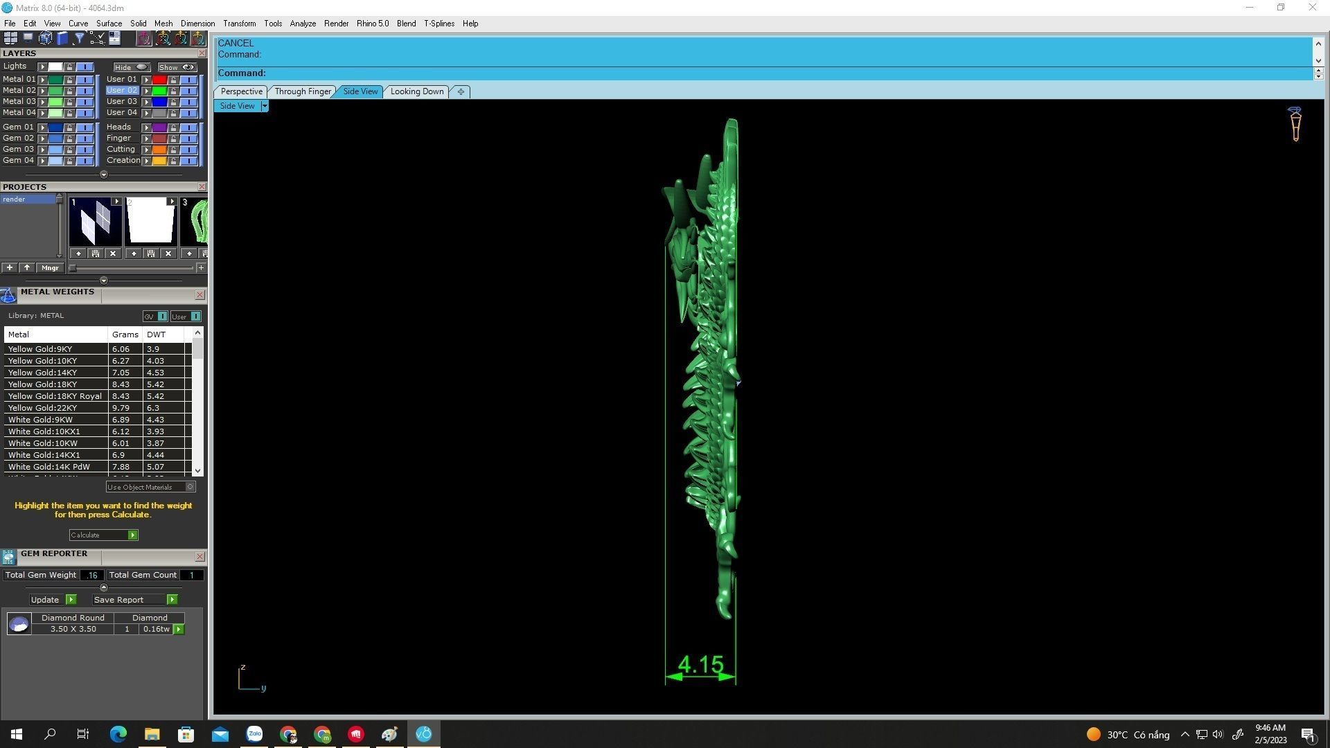 A4604 Diamond Chinese Dragon Jewelry 3D Print 3D print model_6