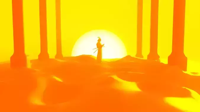 Sci-Fi Rising Sun Samurai scene 