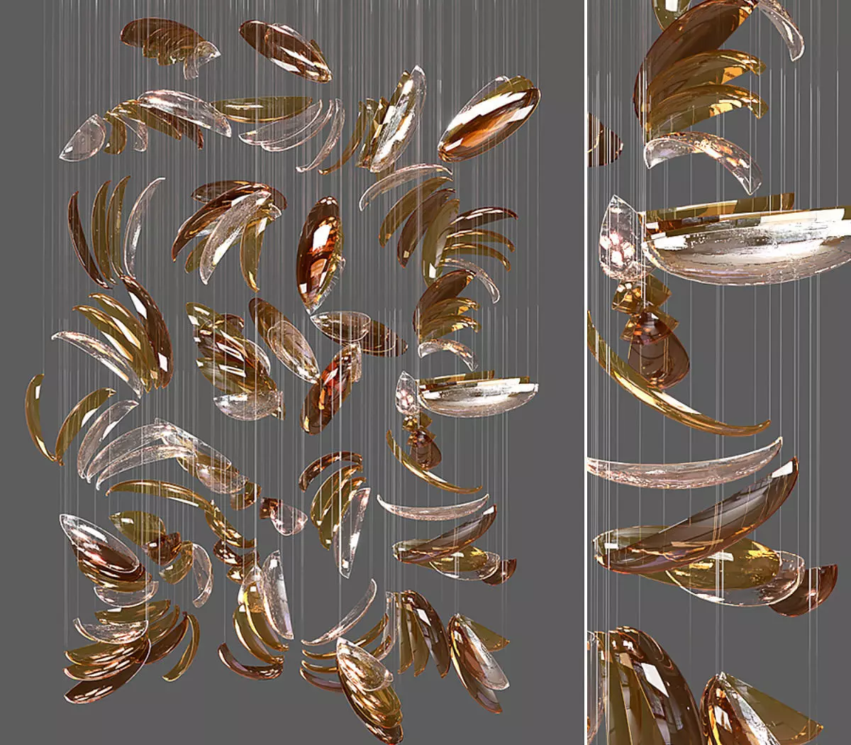 Glass Shells Chandelier Free 3D model_0