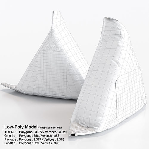 Grilled Salmon Onigiri Rice Ball at Convenience Stores Low-poly 3D model 5