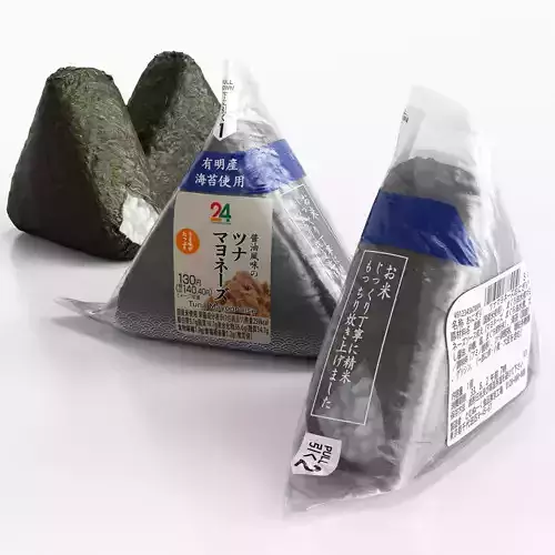 Tuna Mayonnaise Onigiri Rice Ball at Convenience Stores Low-poly 3D model