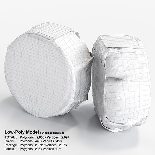 Sausage Onigiri Rice Ball at Convenience Stores Low-poly 3D model 5