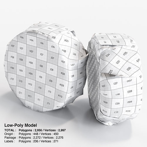 Sausage Onigiri Rice Ball at Convenience Stores Low-poly 3D model 6