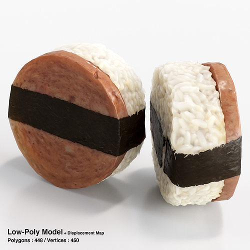 Sausage Onigiri Rice Ball at Convenience Stores Low-poly 3D model 7