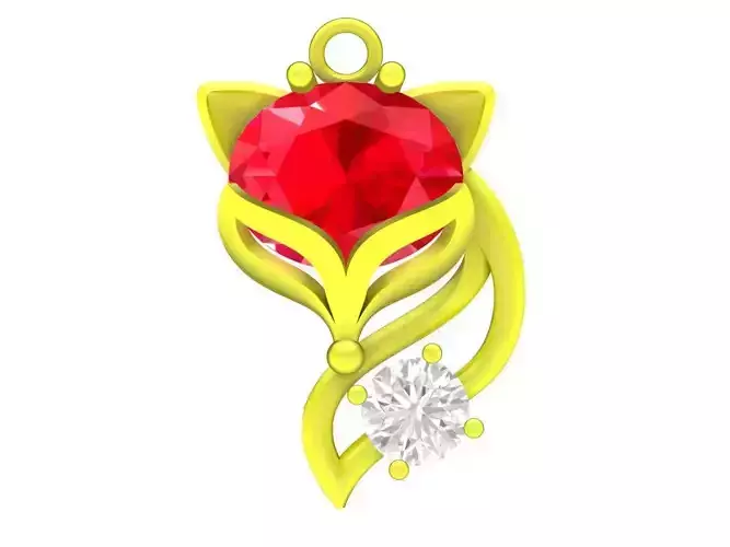 diamond pretty fox pendant 4608