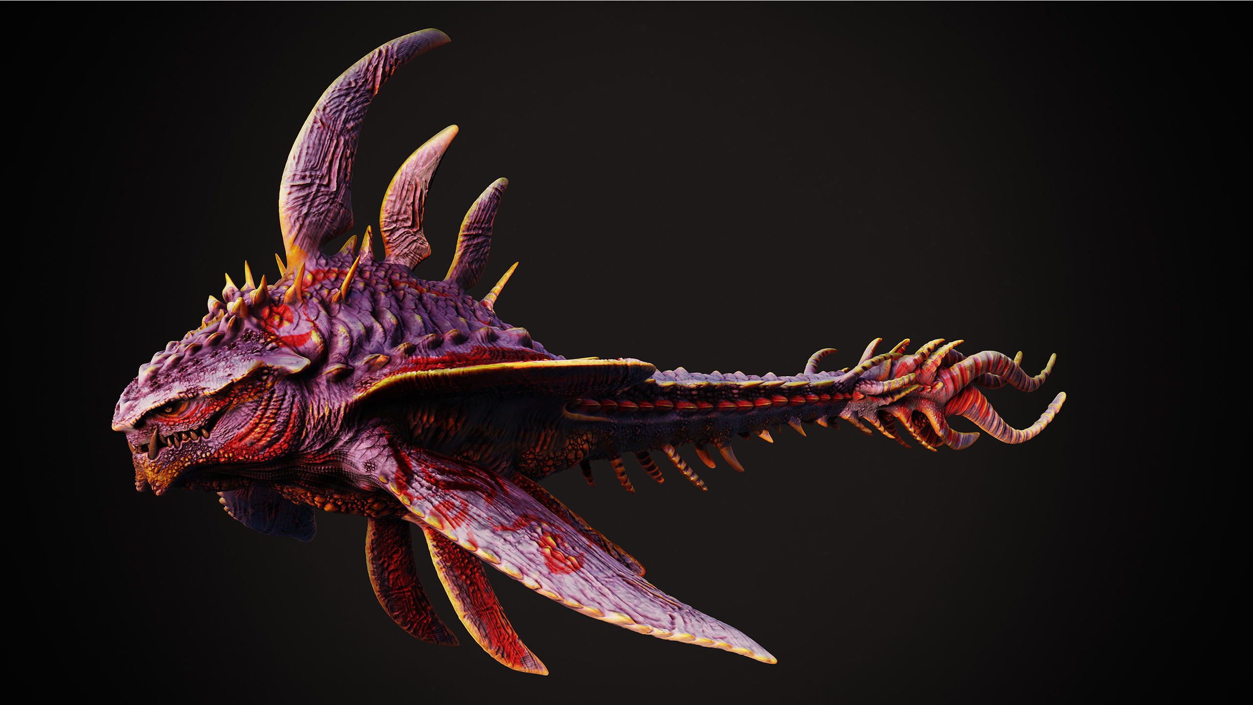 Monster fish Low-poly 3D model_7