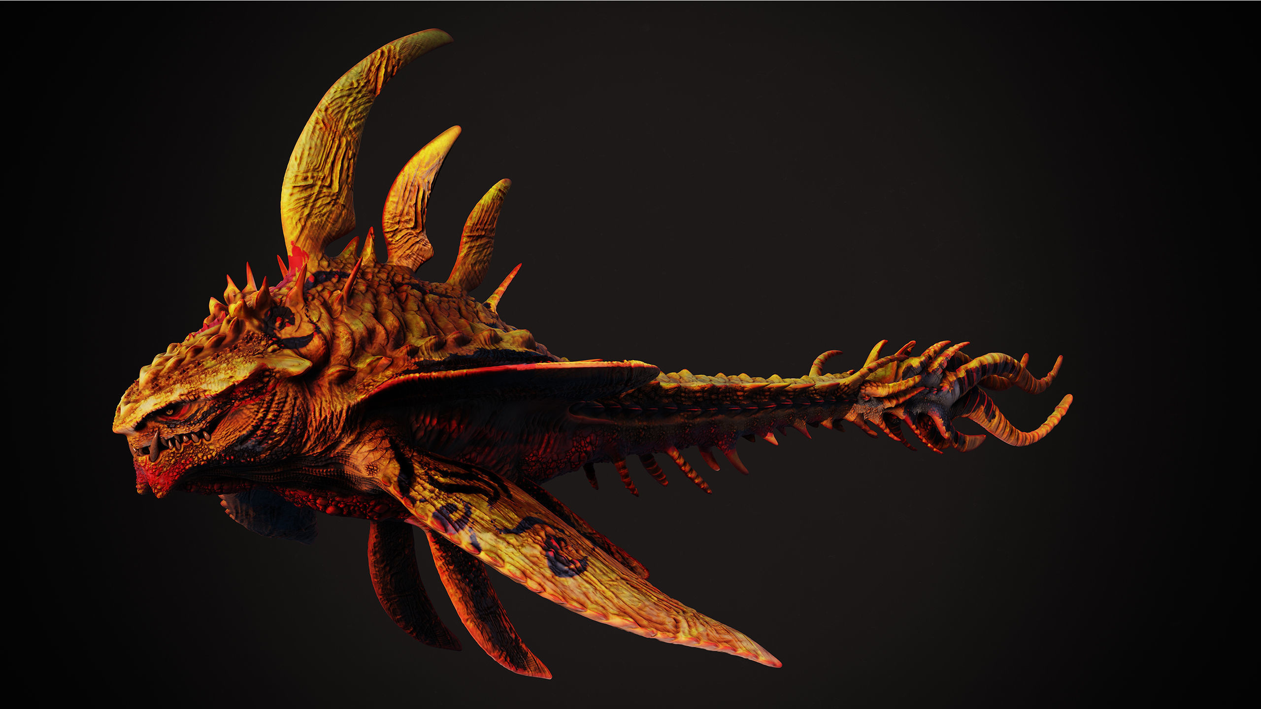 Monster fish Low-poly 3D model_4