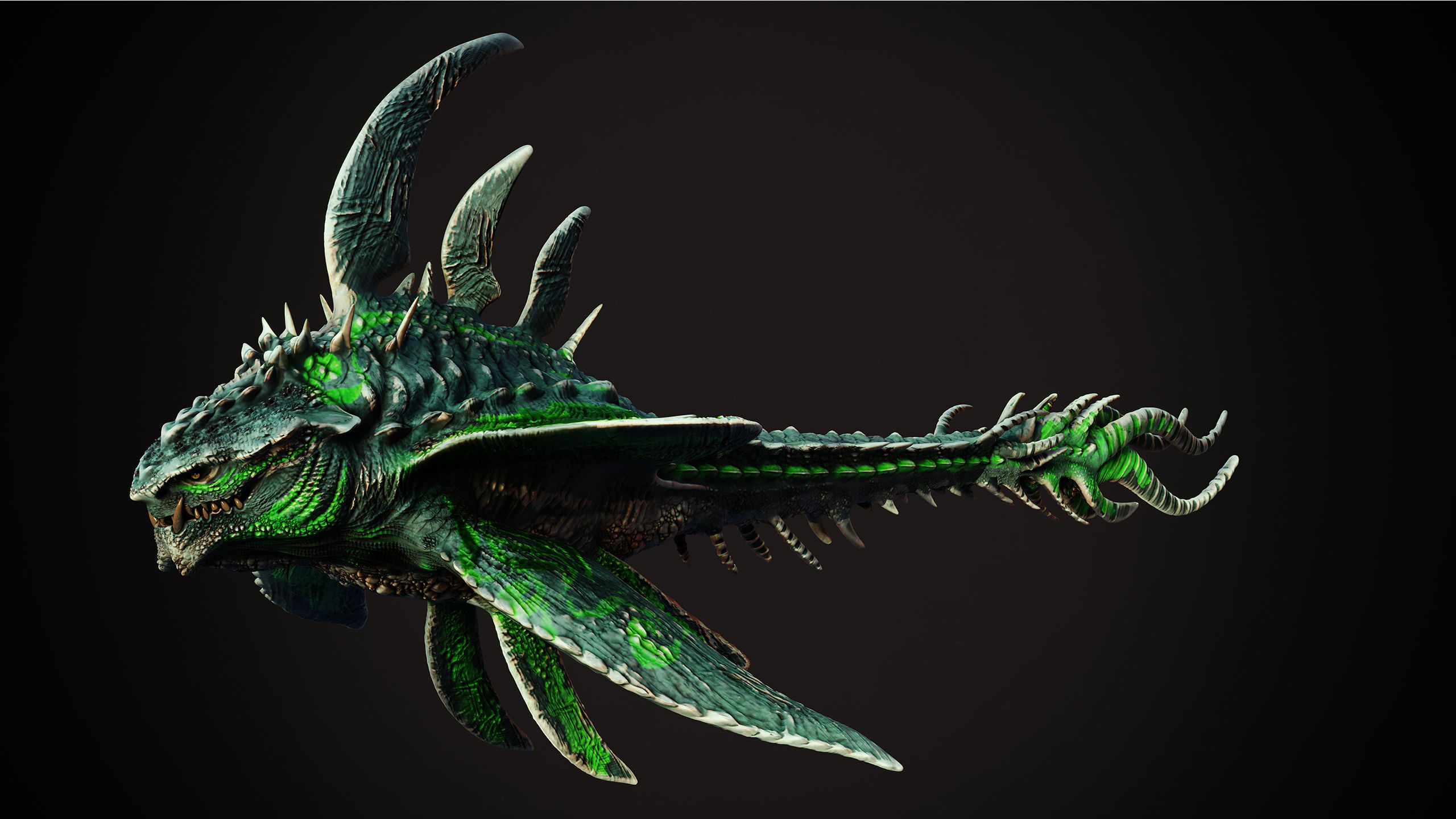 Monster fish Low-poly 3D model_3