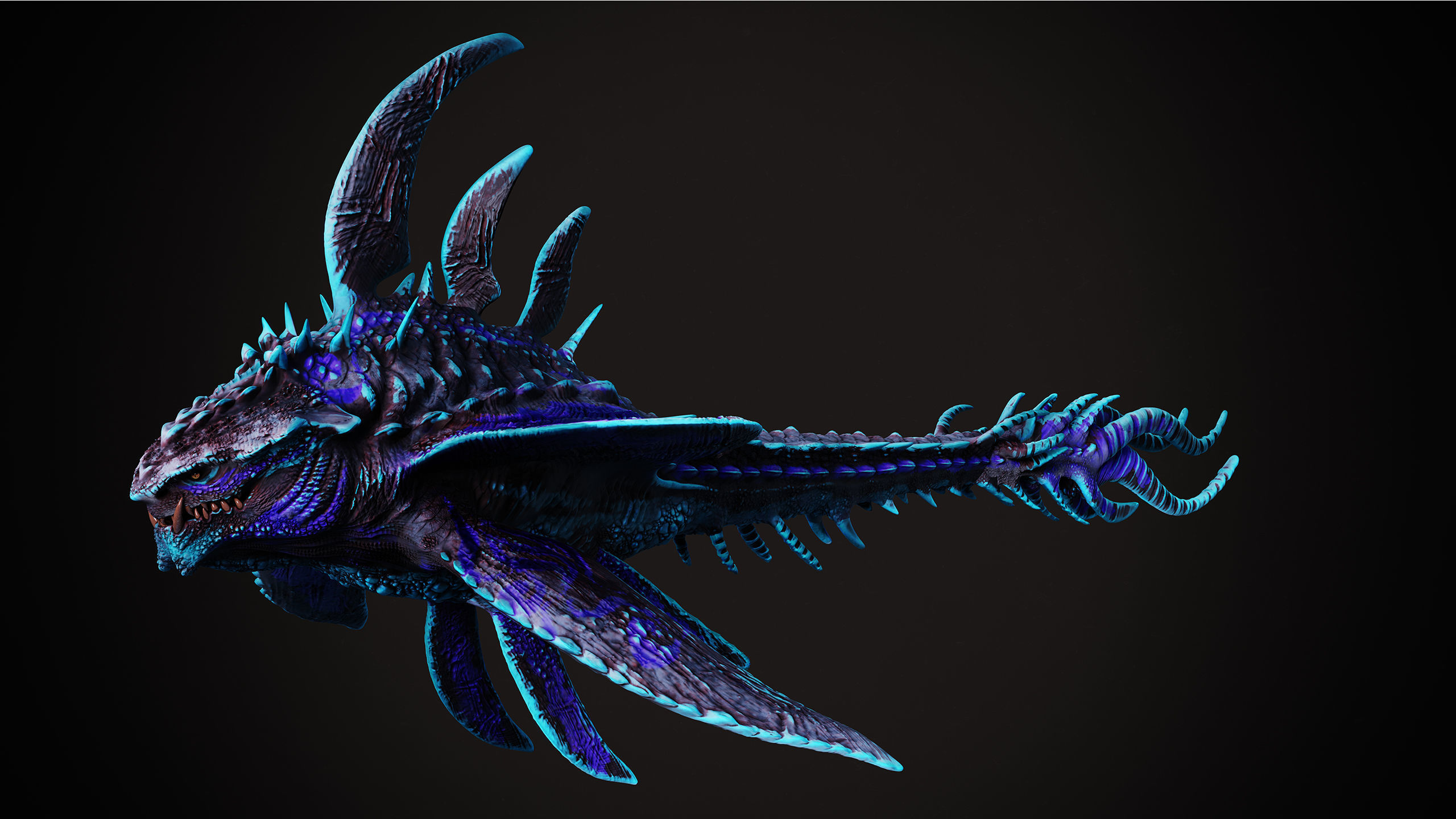 Monster fish Low-poly 3D model_5