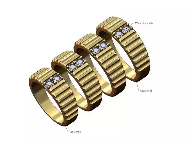 Diamond watch pattern ring US sizes 6to9