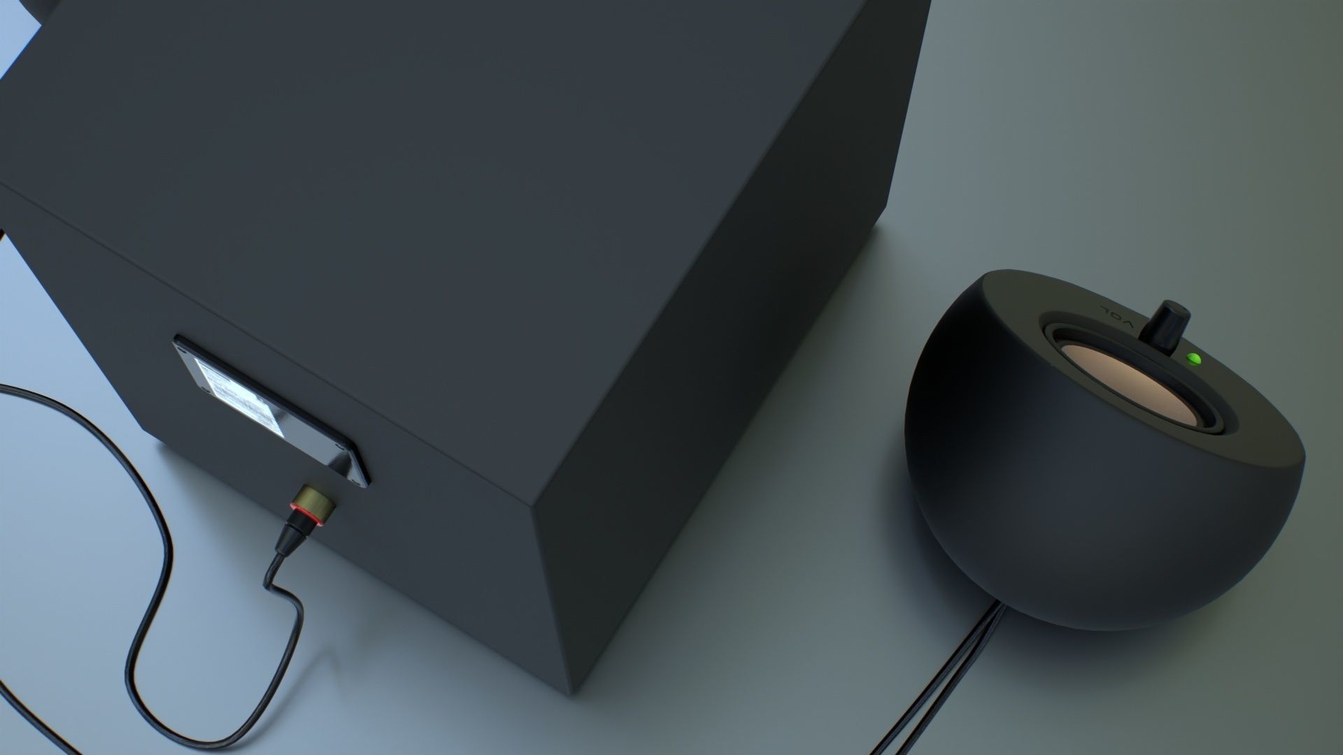 PC Speaker with Subwoofer Low-poly 3D model_15