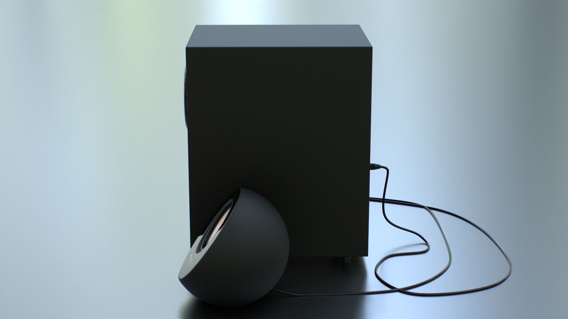 PC Speaker with Subwoofer Low-poly 3D model_5
