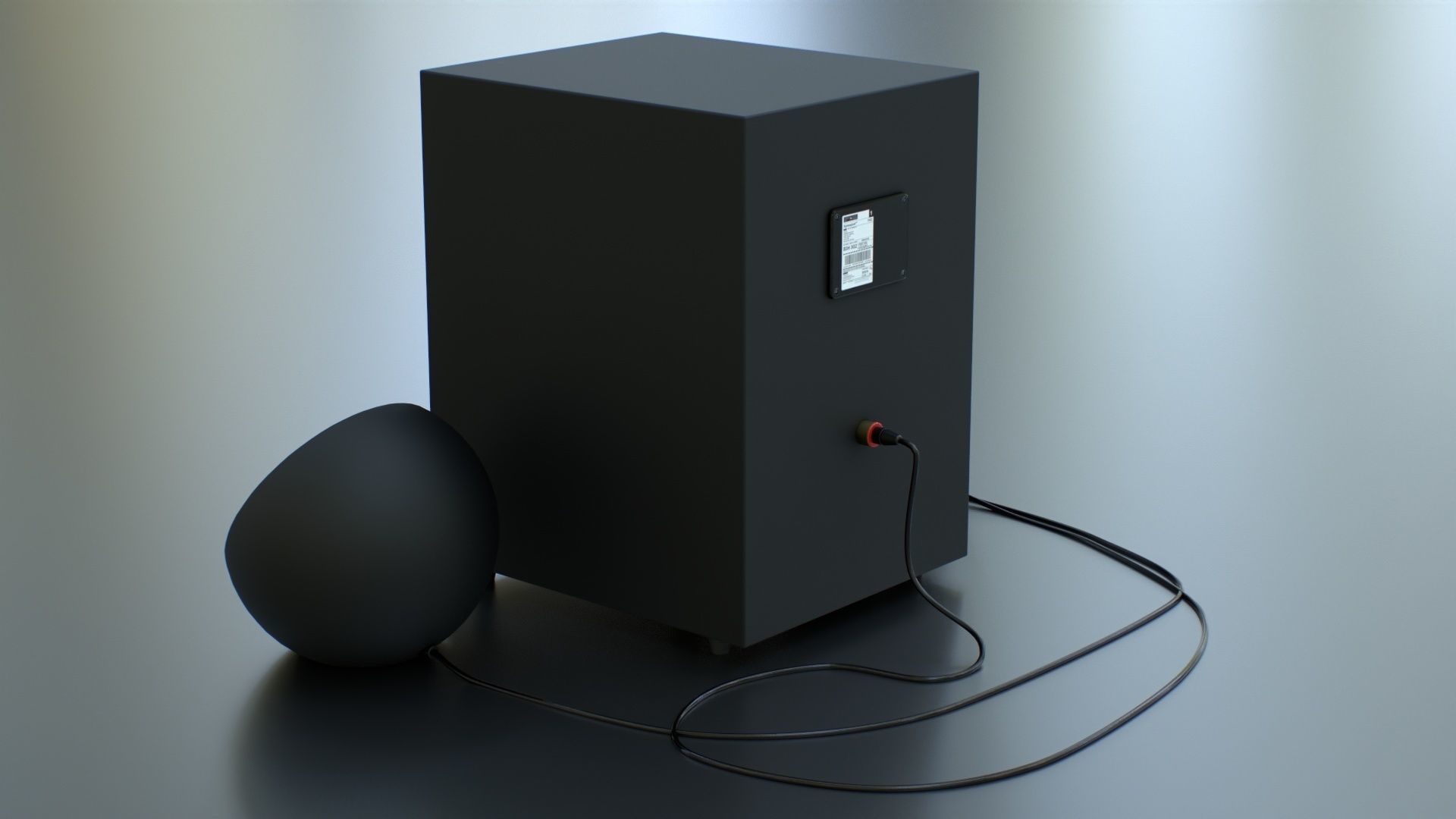 PC Speaker with Subwoofer Low-poly 3D model_6