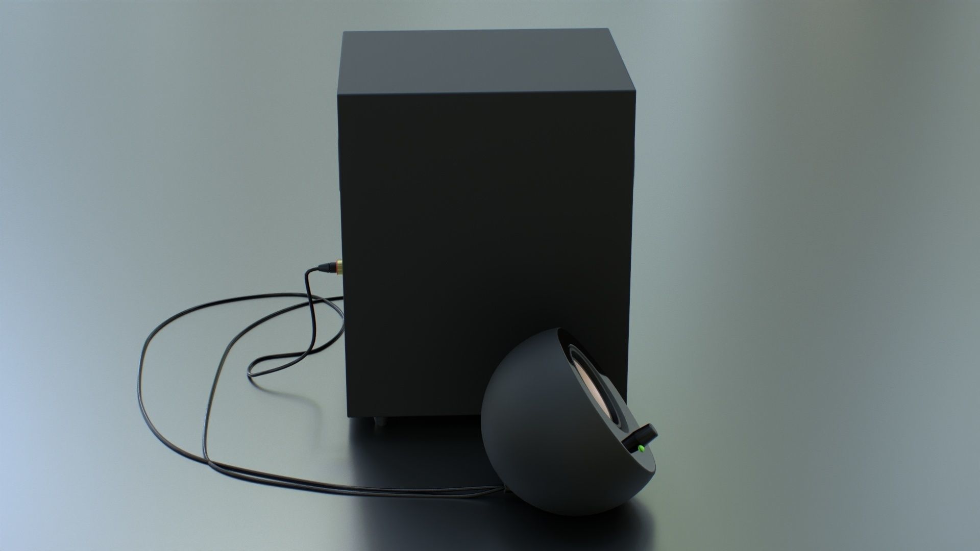 PC Speaker with Subwoofer Low-poly 3D model_9