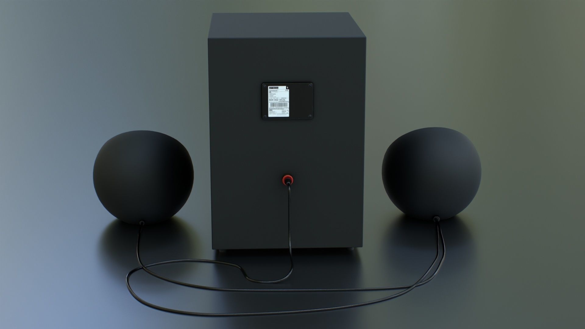 PC Speaker with Subwoofer Low-poly 3D model_7