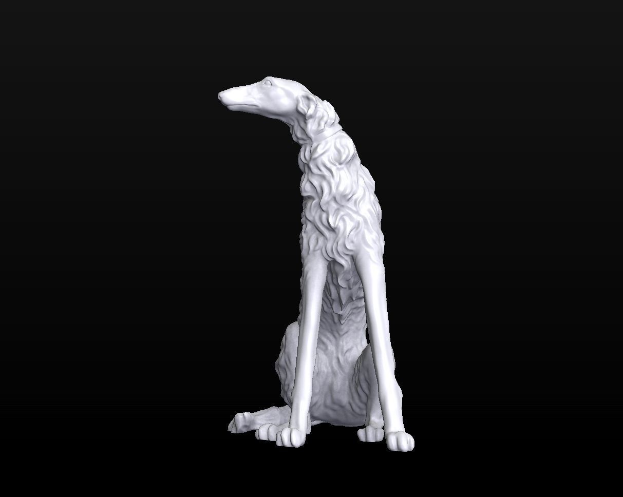 Sculpture Russian wolfhound Borzoi Dog 3D print model_1