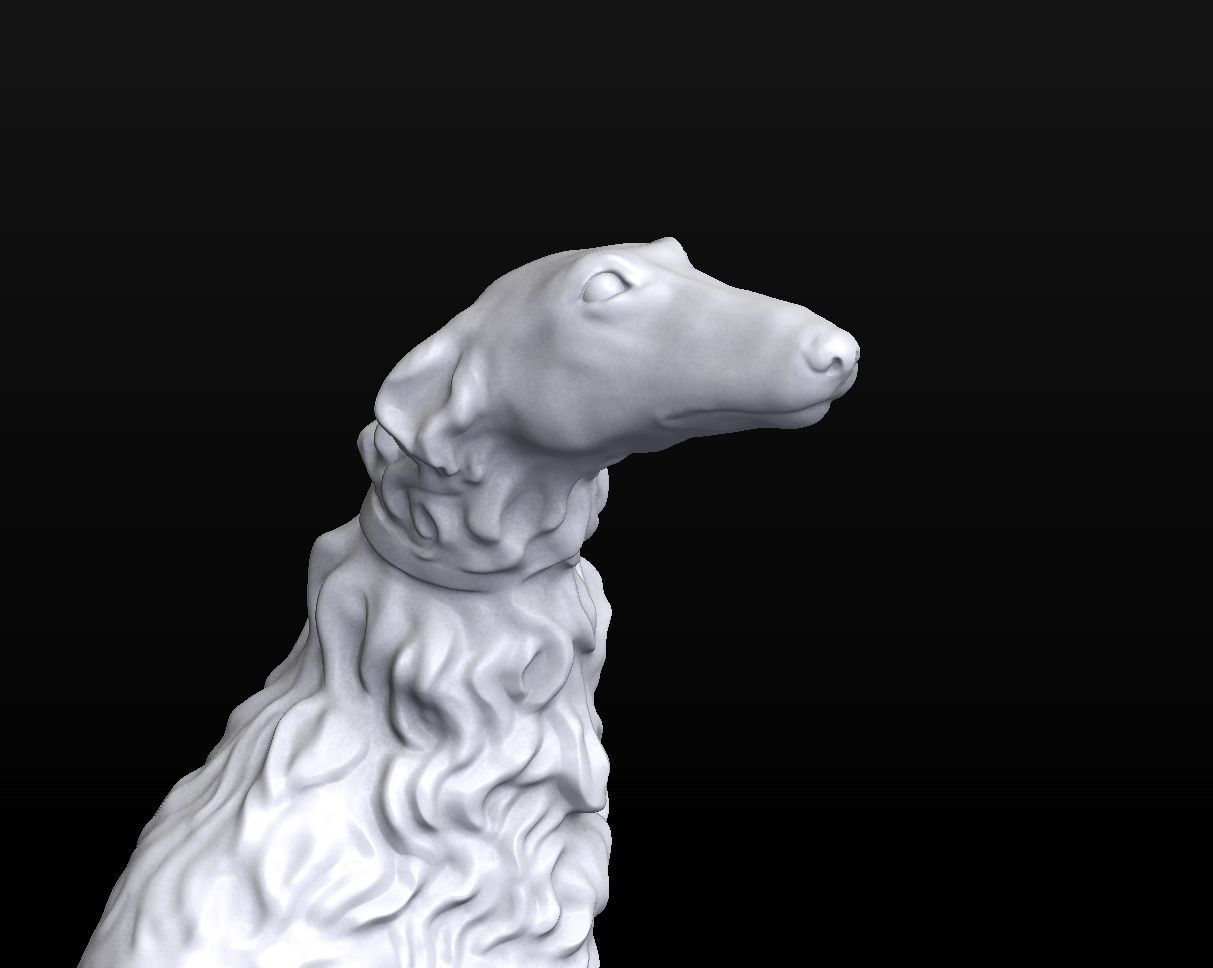 Sculpture Russian wolfhound Borzoi Dog 3D print model_7