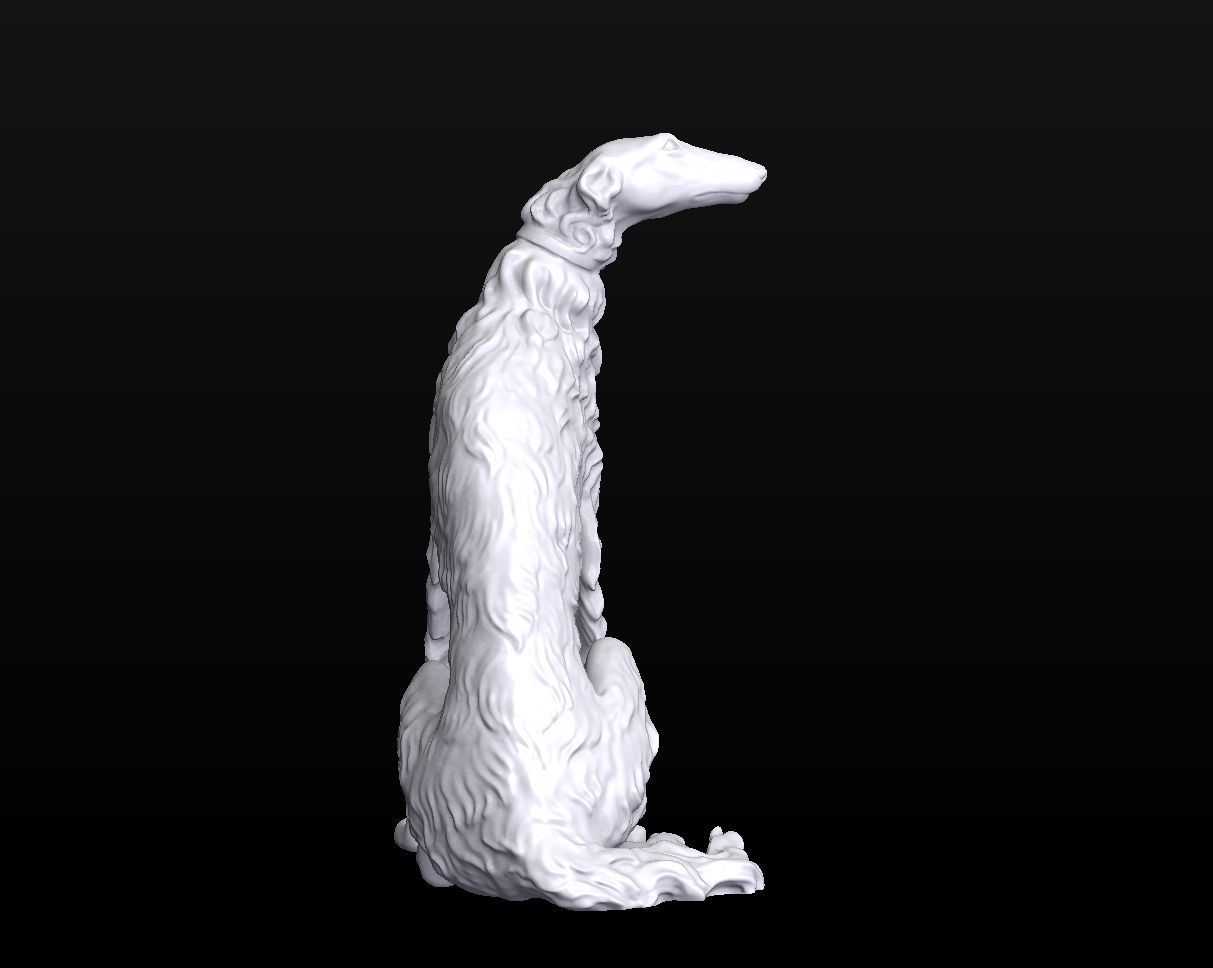 Sculpture Russian wolfhound Borzoi Dog 3D print model_3