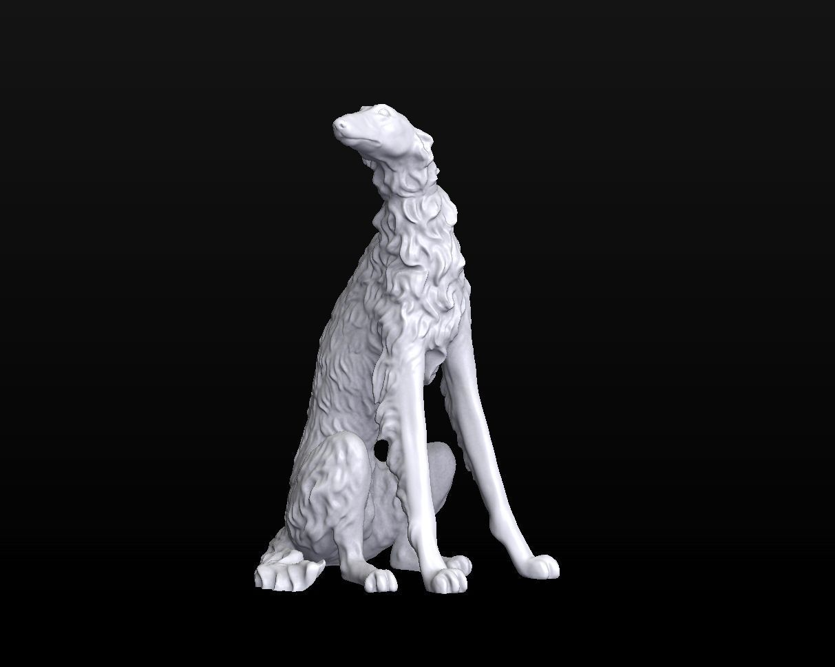 Sculpture Russian wolfhound Borzoi Dog 3D print model_5