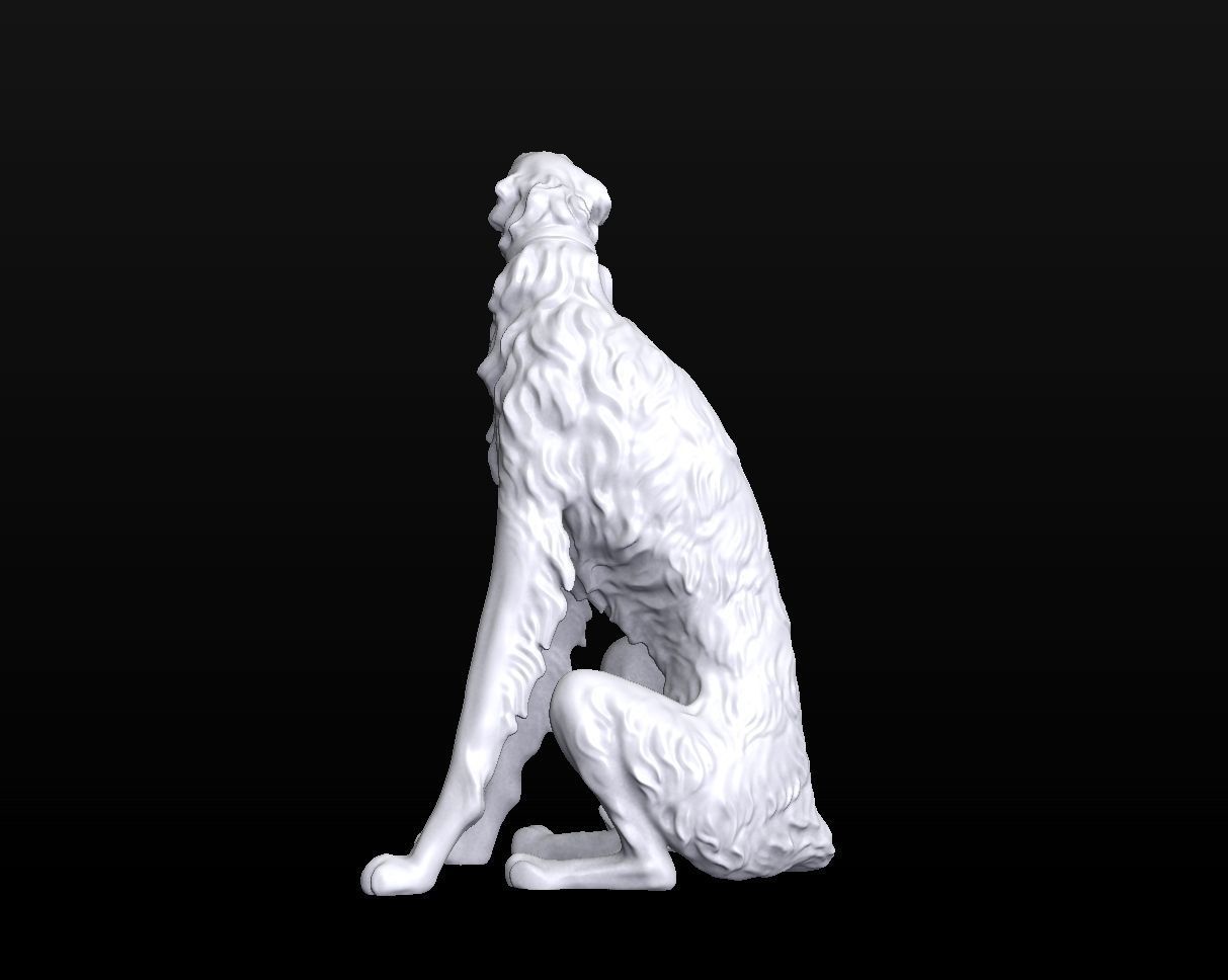 Sculpture Russian wolfhound Borzoi Dog 3D print model_4