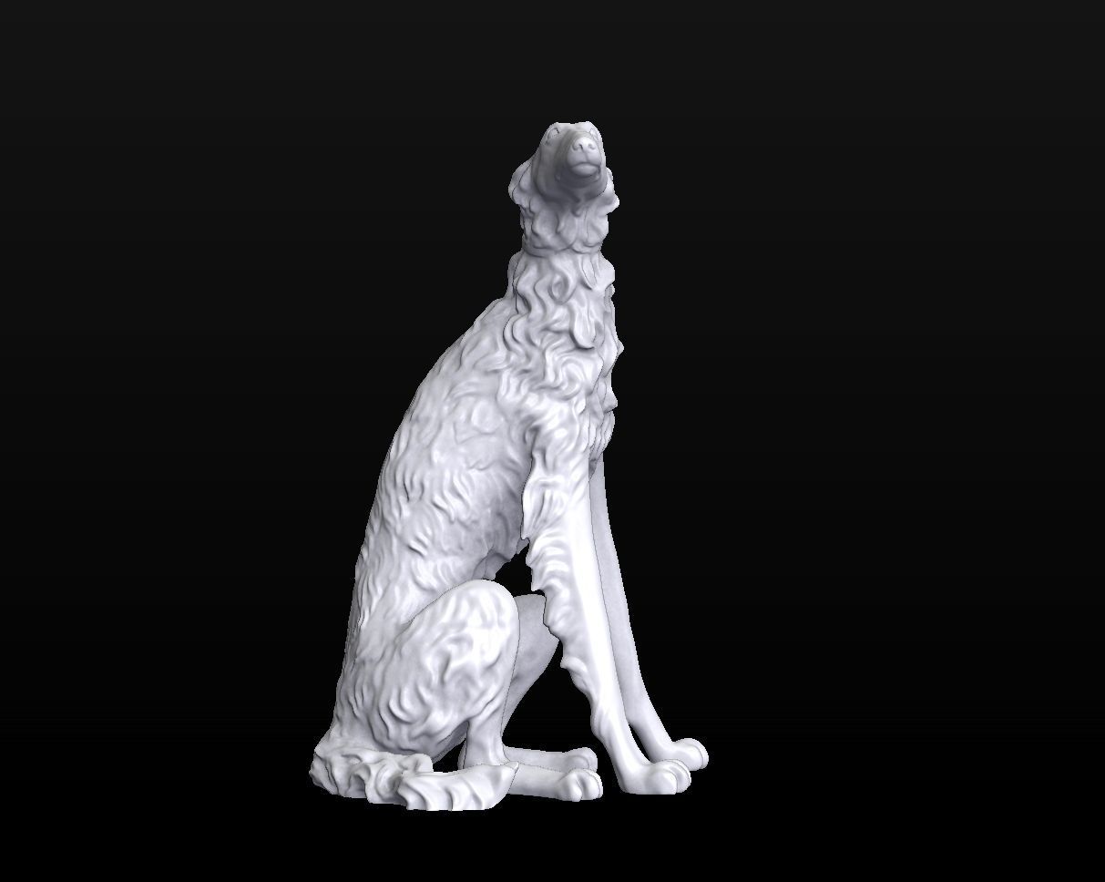 Sculpture Russian wolfhound Borzoi Dog 3D print model_2