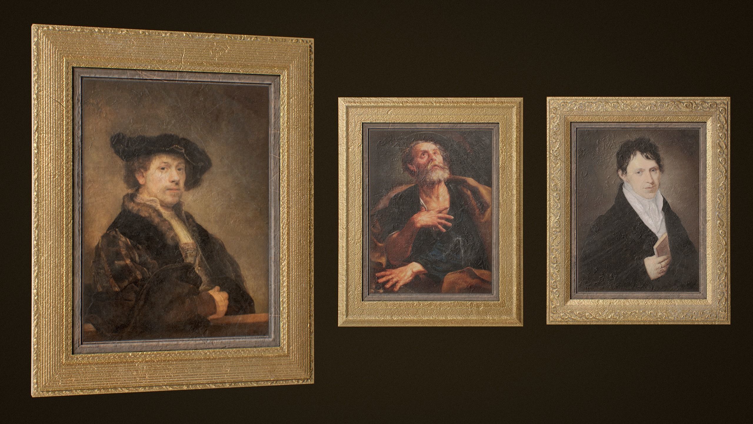 Victorian Paintings and Frames - PBR Game Ready Low-poly 3D model_9