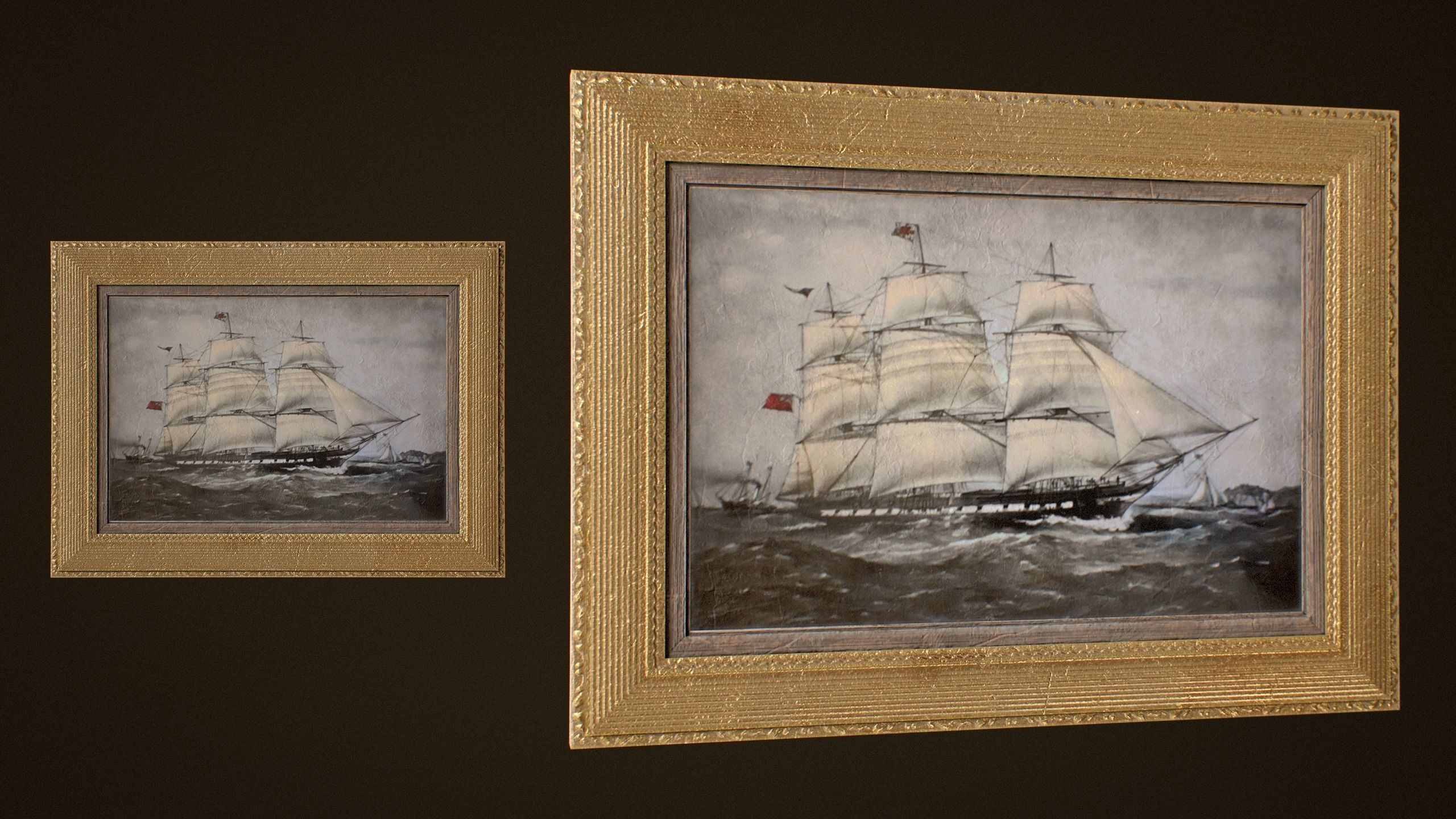 Victorian Paintings and Frames - PBR Game Ready Low-poly 3D model_6
