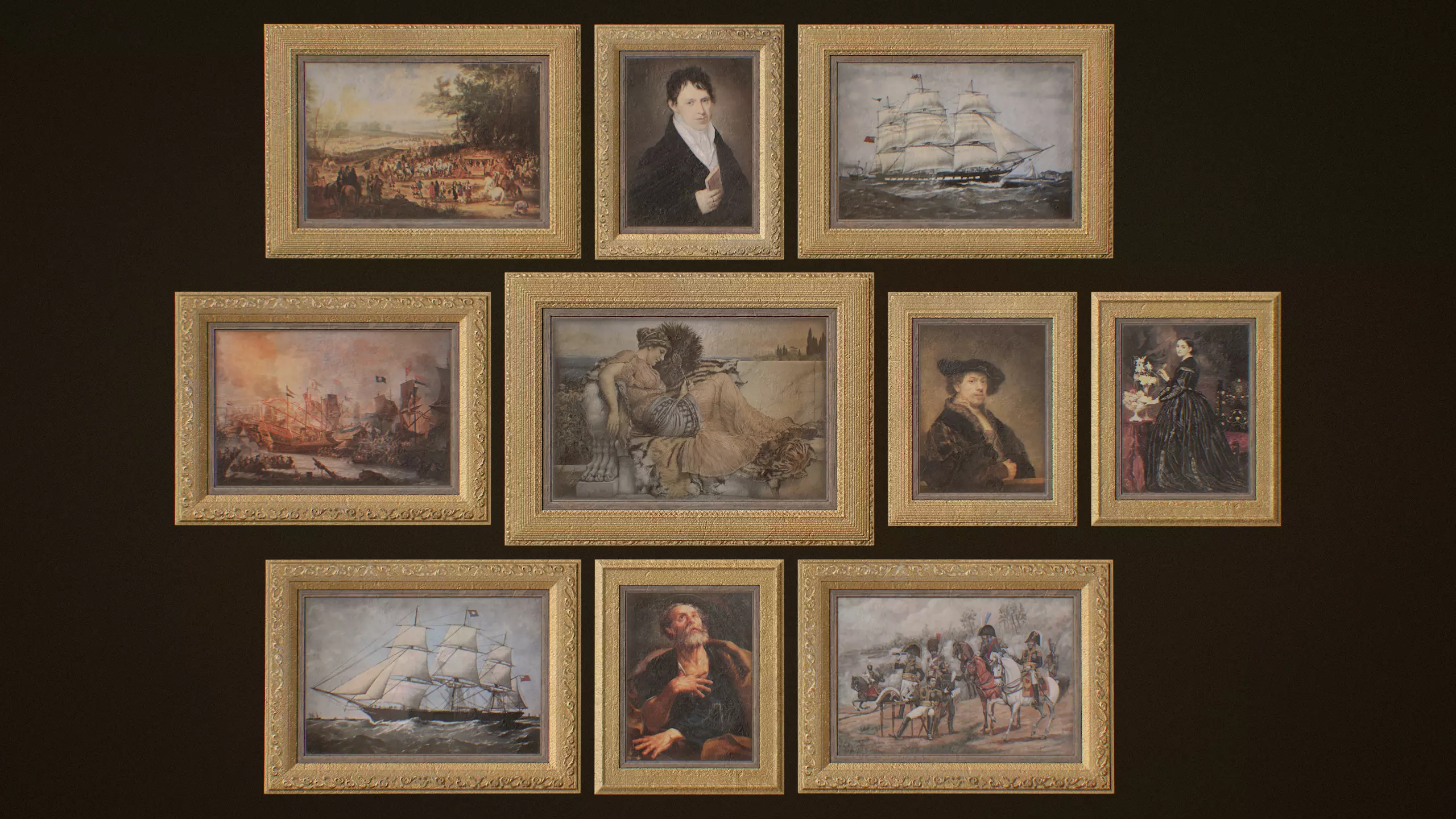 Victorian Paintings and Frames - PBR Game Ready Low-poly 3D model_0