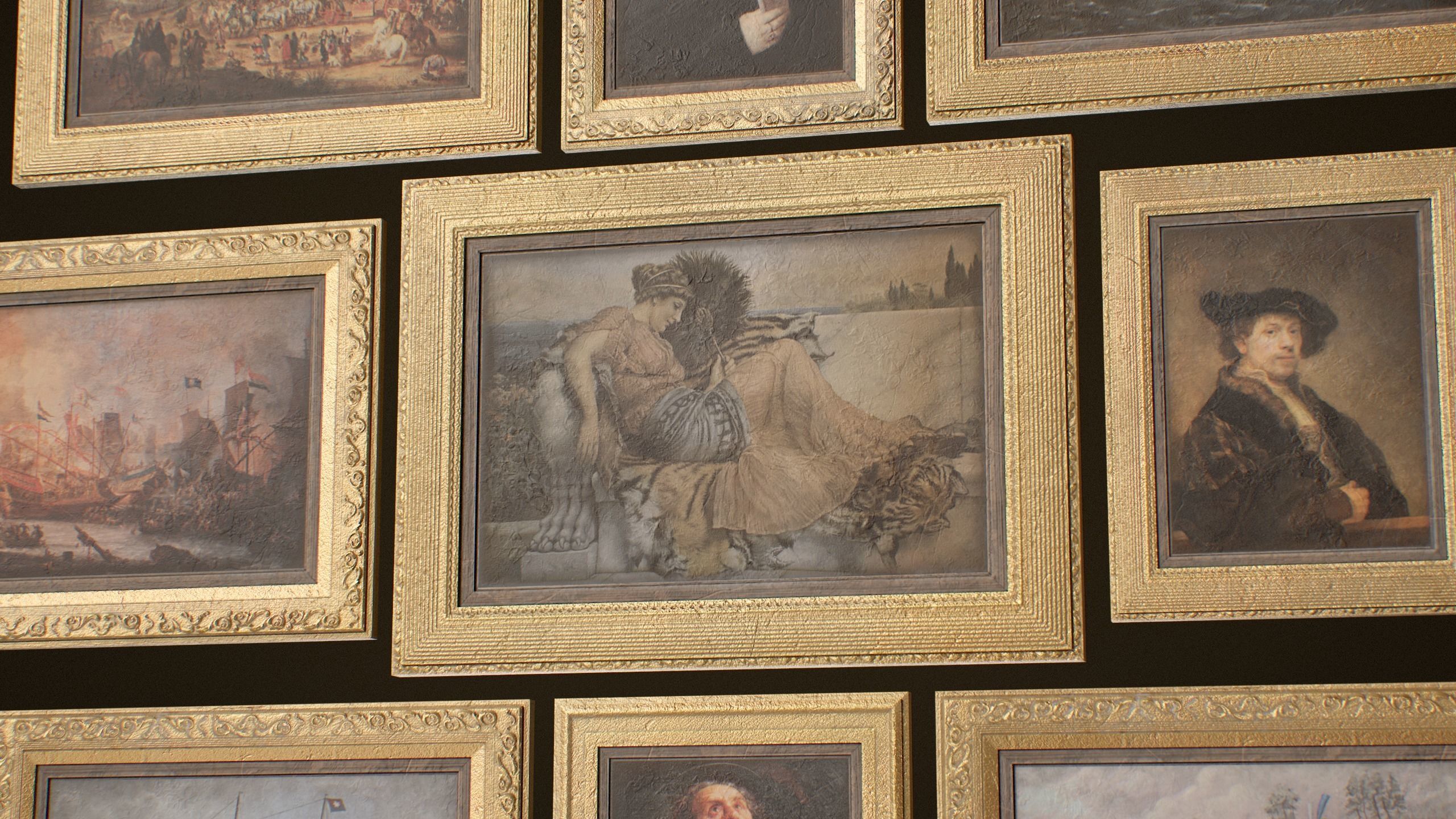 Victorian Paintings and Frames - PBR Game Ready Low-poly 3D model_2