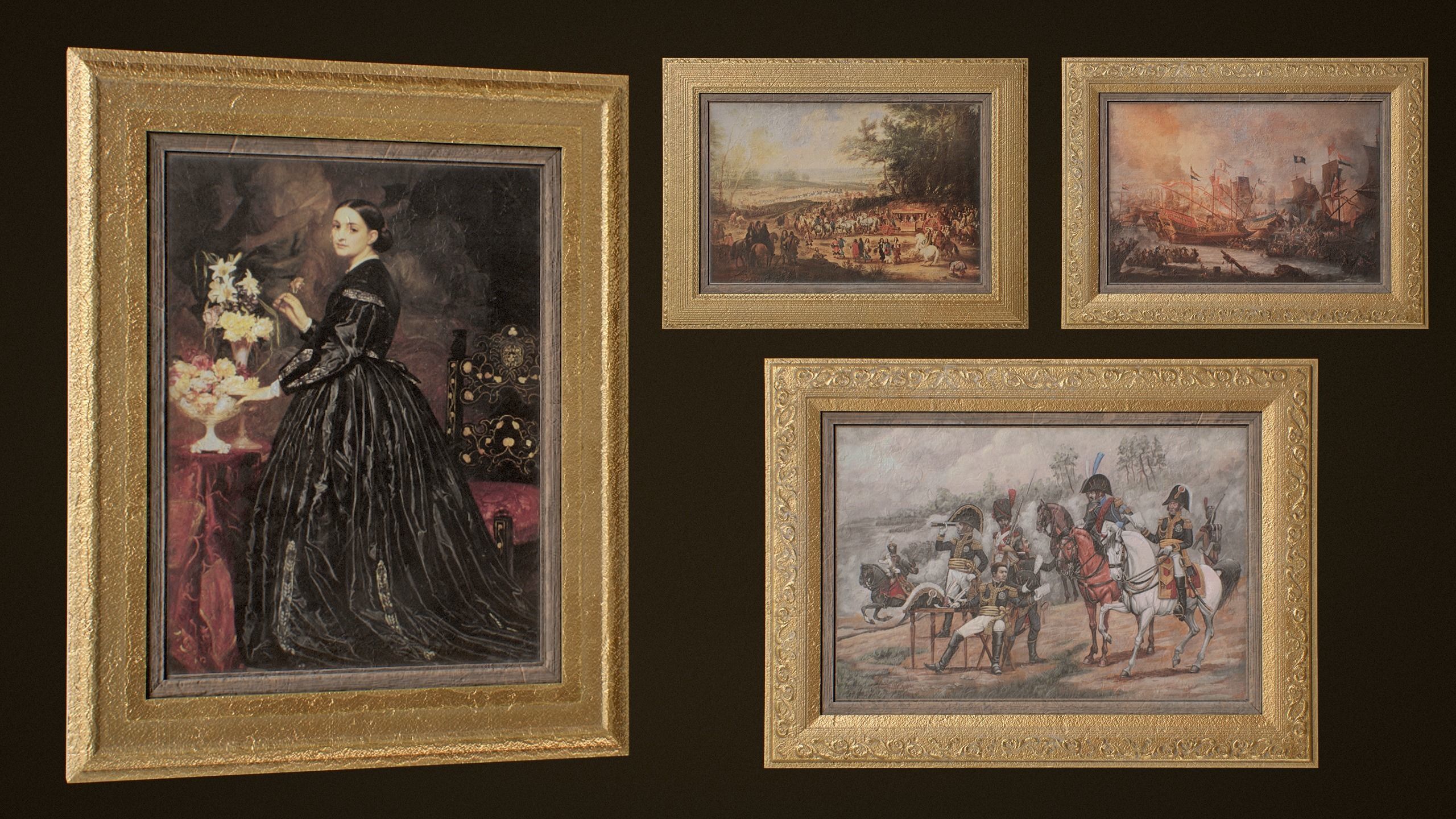 Victorian Paintings and Frames - PBR Game Ready Low-poly 3D model_8