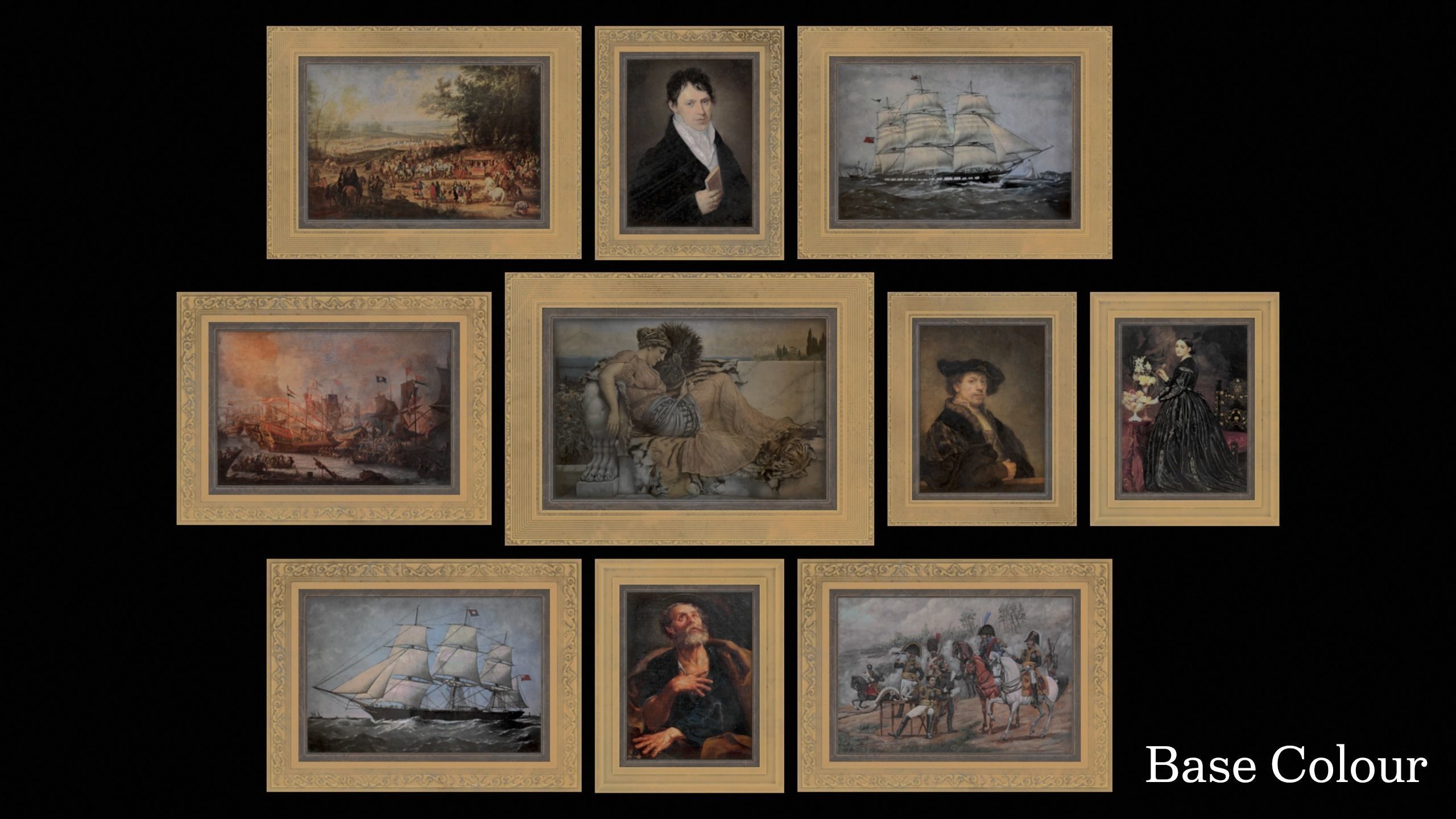 Victorian Paintings and Frames - PBR Game Ready Low-poly 3D model_20