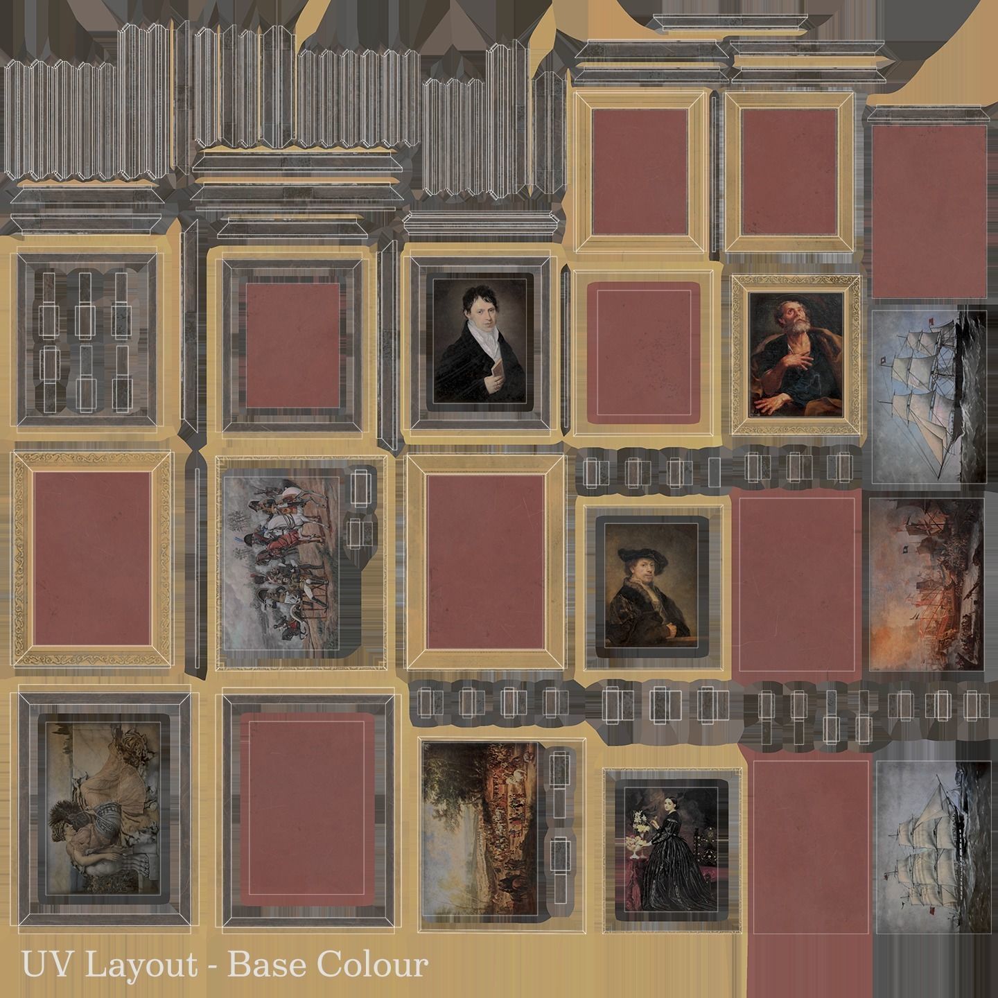 Victorian Paintings and Frames - PBR Game Ready Low-poly 3D model_18