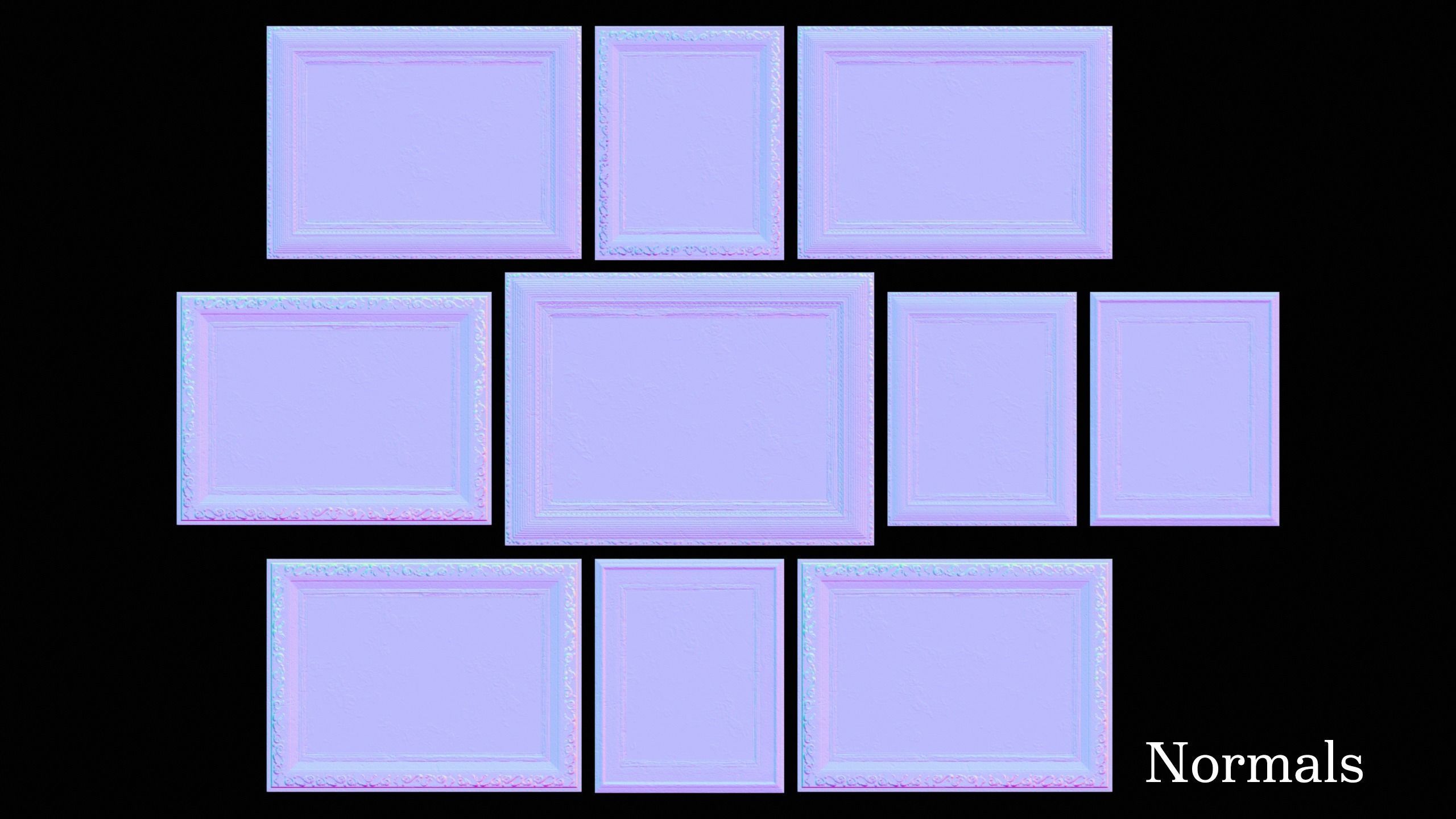 Victorian Paintings and Frames - PBR Game Ready Low-poly 3D model_22