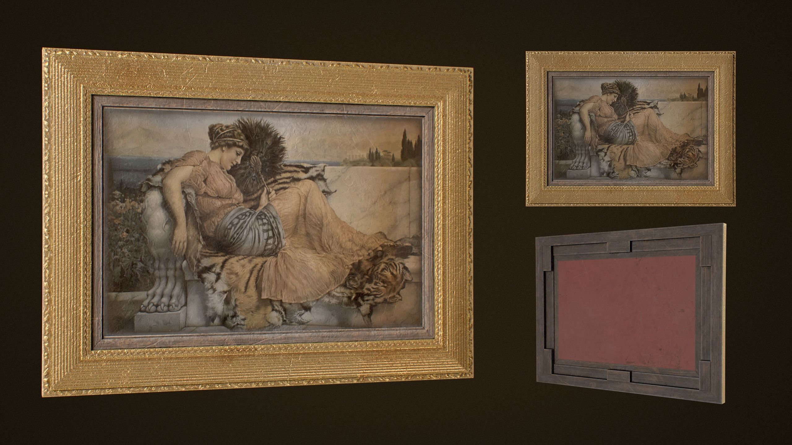 Victorian Paintings and Frames - PBR Game Ready Low-poly 3D model_3