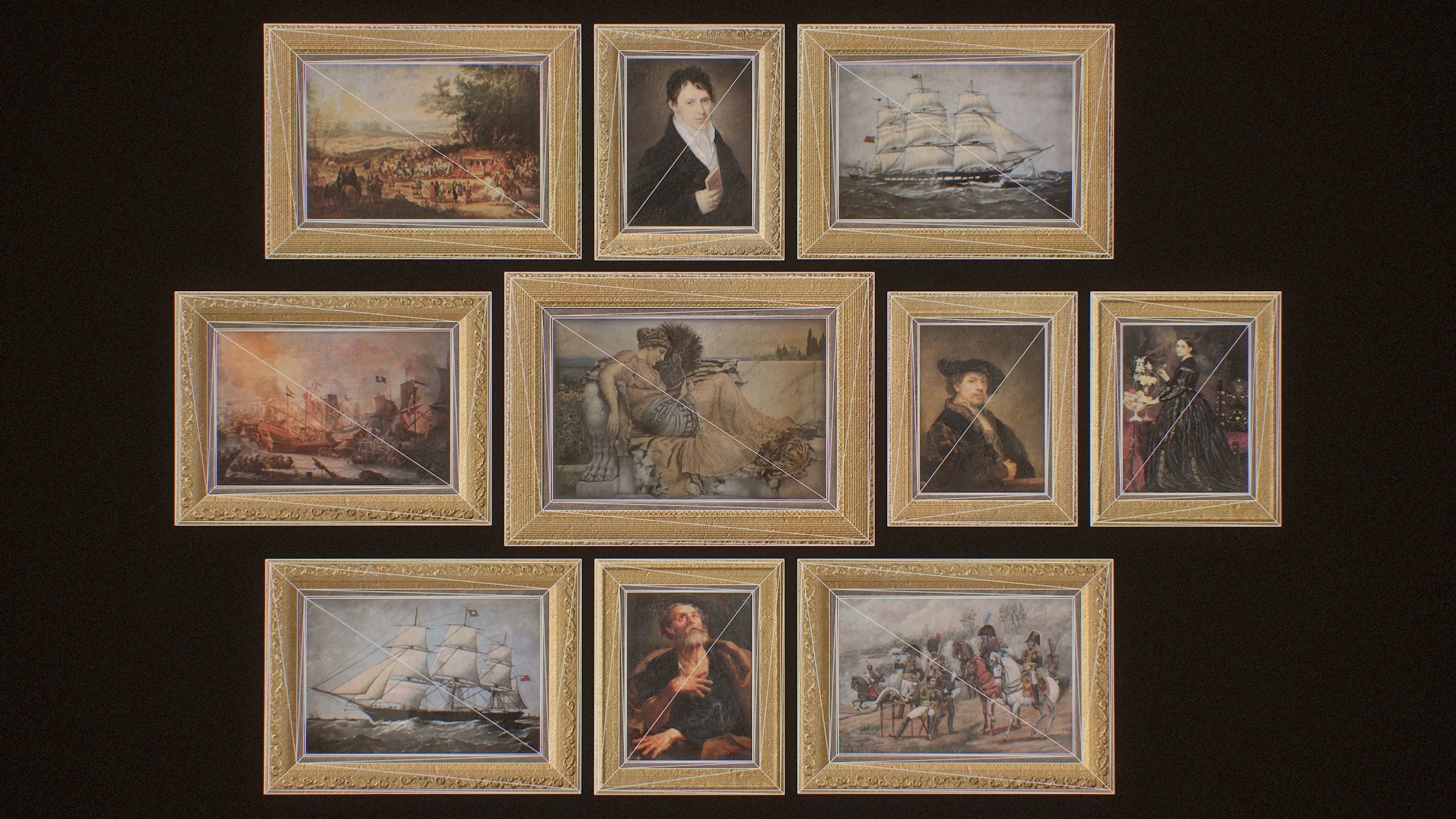 Victorian Paintings and Frames - PBR Game Ready Low-poly 3D model_16