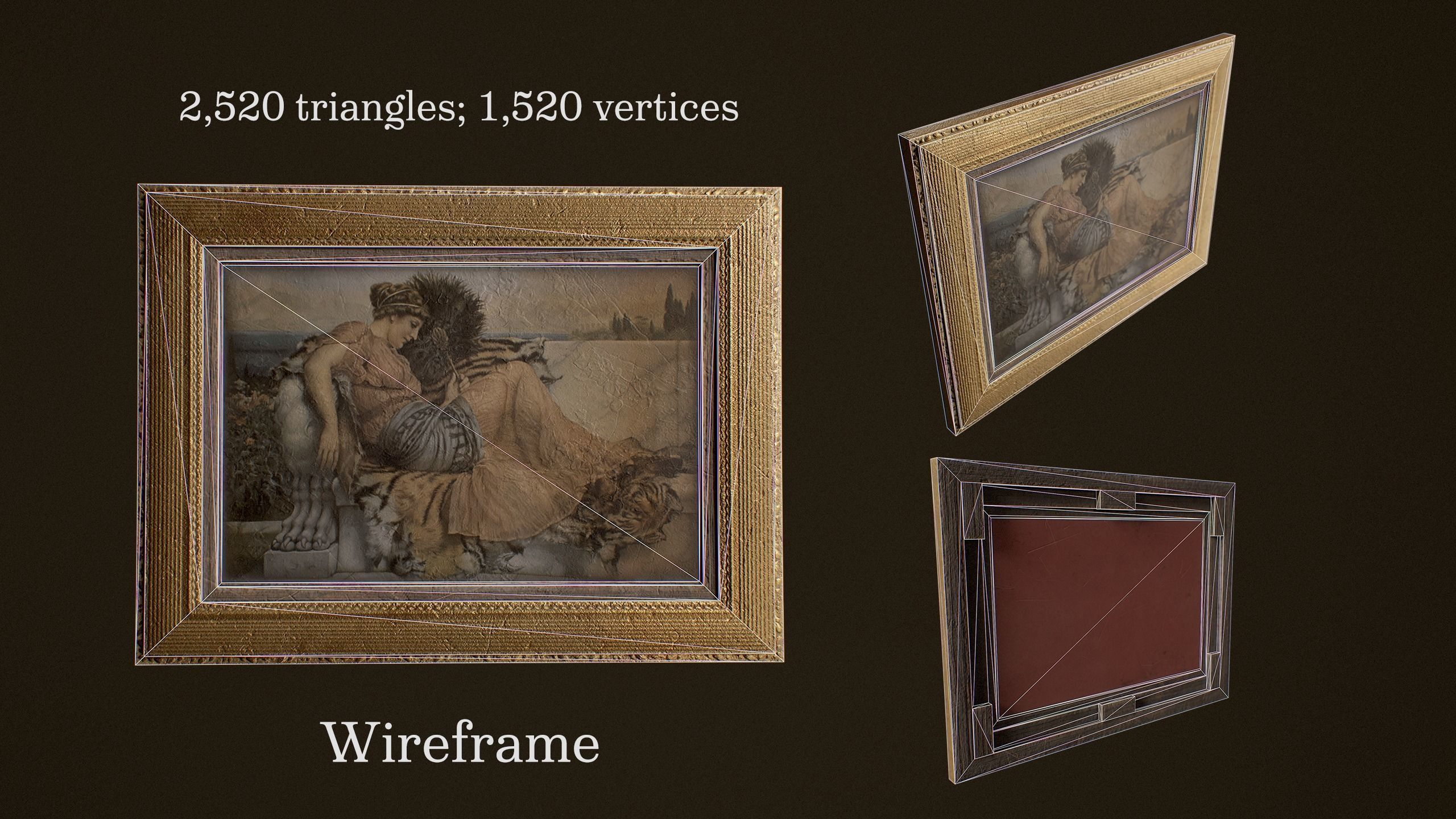 Victorian Paintings and Frames - PBR Game Ready Low-poly 3D model_15