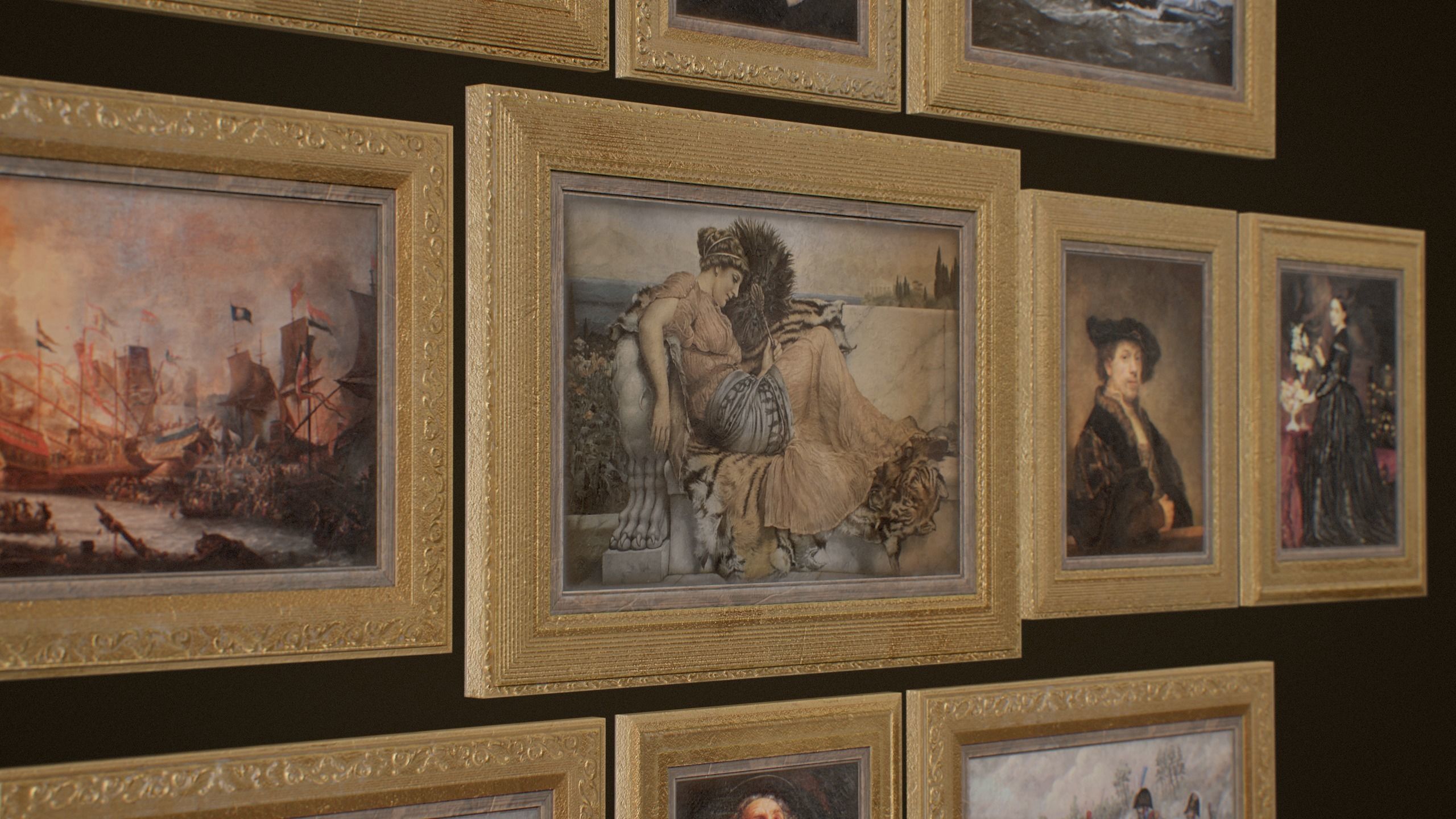 Victorian Paintings and Frames - PBR Game Ready Low-poly 3D model_10