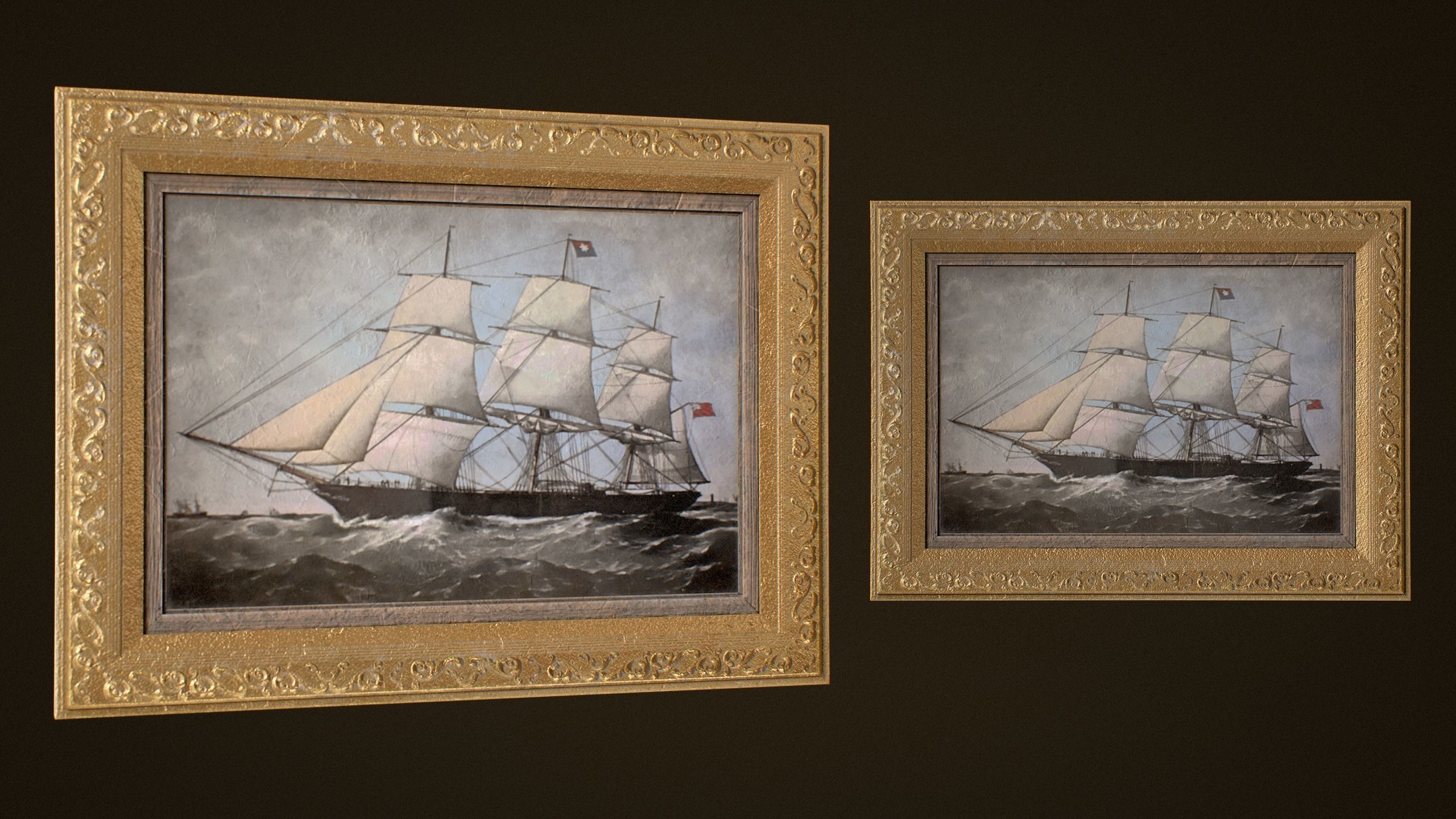 Victorian Paintings and Frames - PBR Game Ready Low-poly 3D model_7