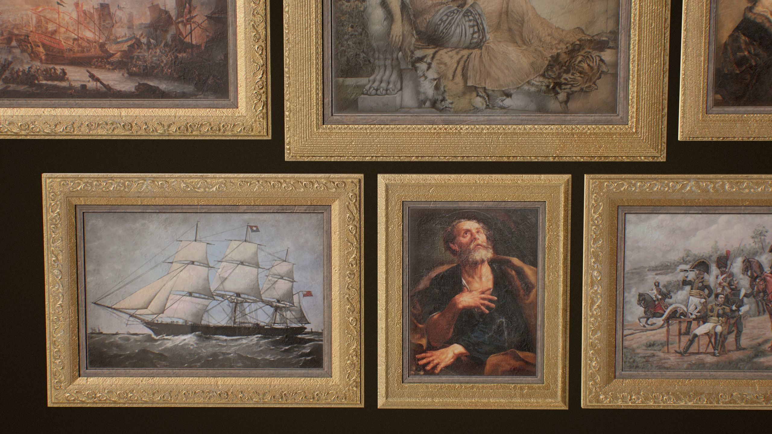 Victorian Paintings and Frames - PBR Game Ready Low-poly 3D model_13