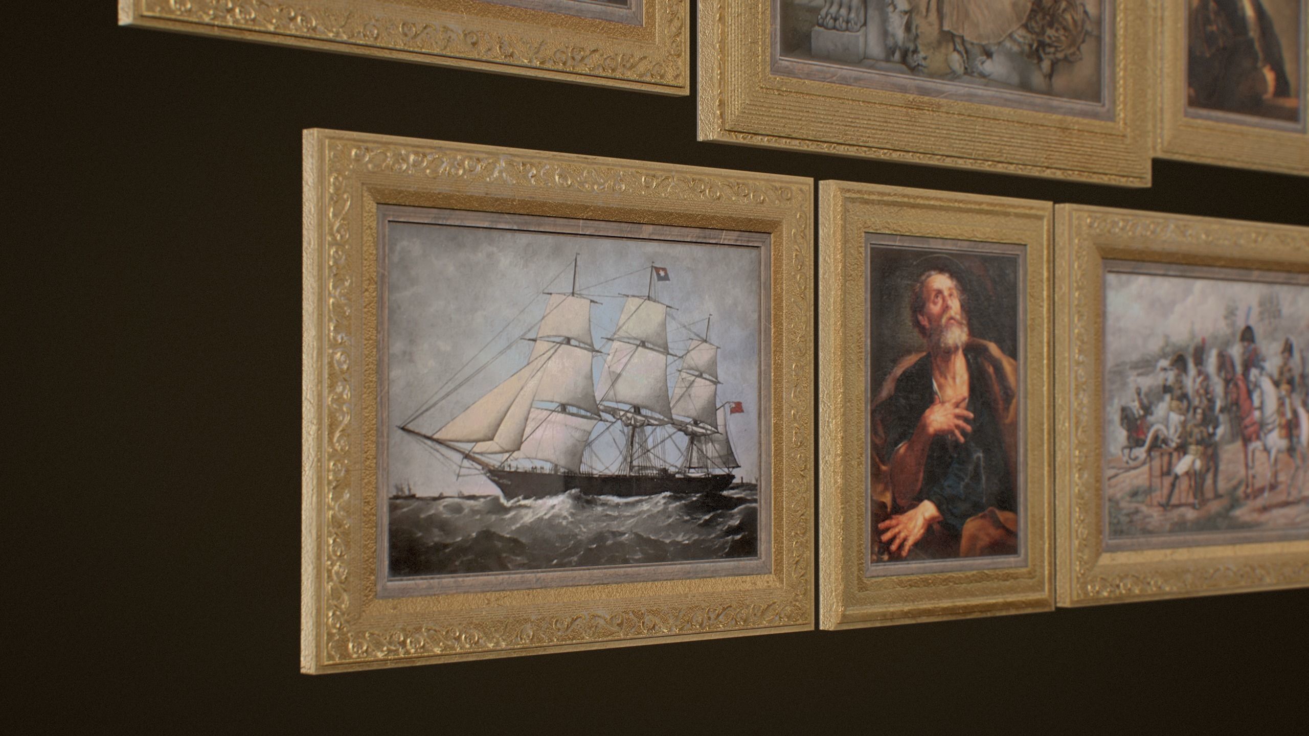 Victorian Paintings and Frames - PBR Game Ready Low-poly 3D model_12