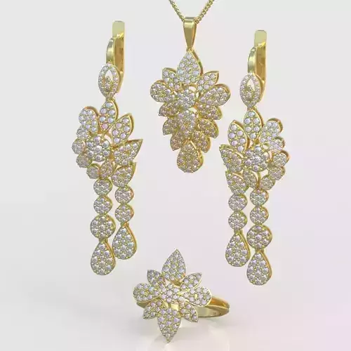 Ring Earring and Pendant Set 3D printable model 0067