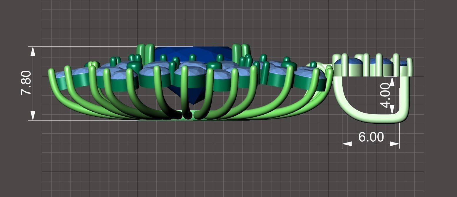 Elegant flower pendant with diamonds 3 3D print model_9