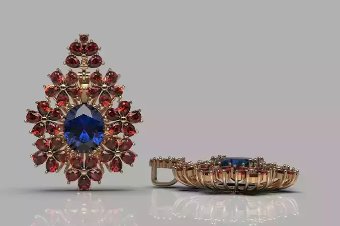 Elegant flower pendant with diamonds 3