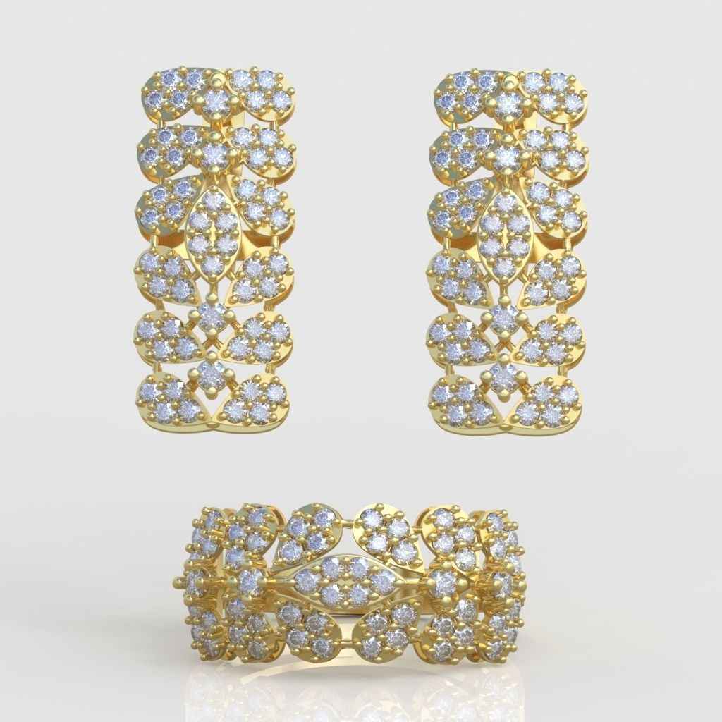 Ring and Earring Set 3D printable model 0068 3D Model Collection_8